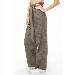 Wide Leg Plaid High Waited Trousers XS/S